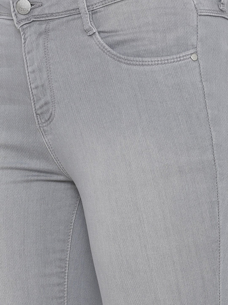 K4095 Mid-Rise Cropped Flared Jeans - Grey