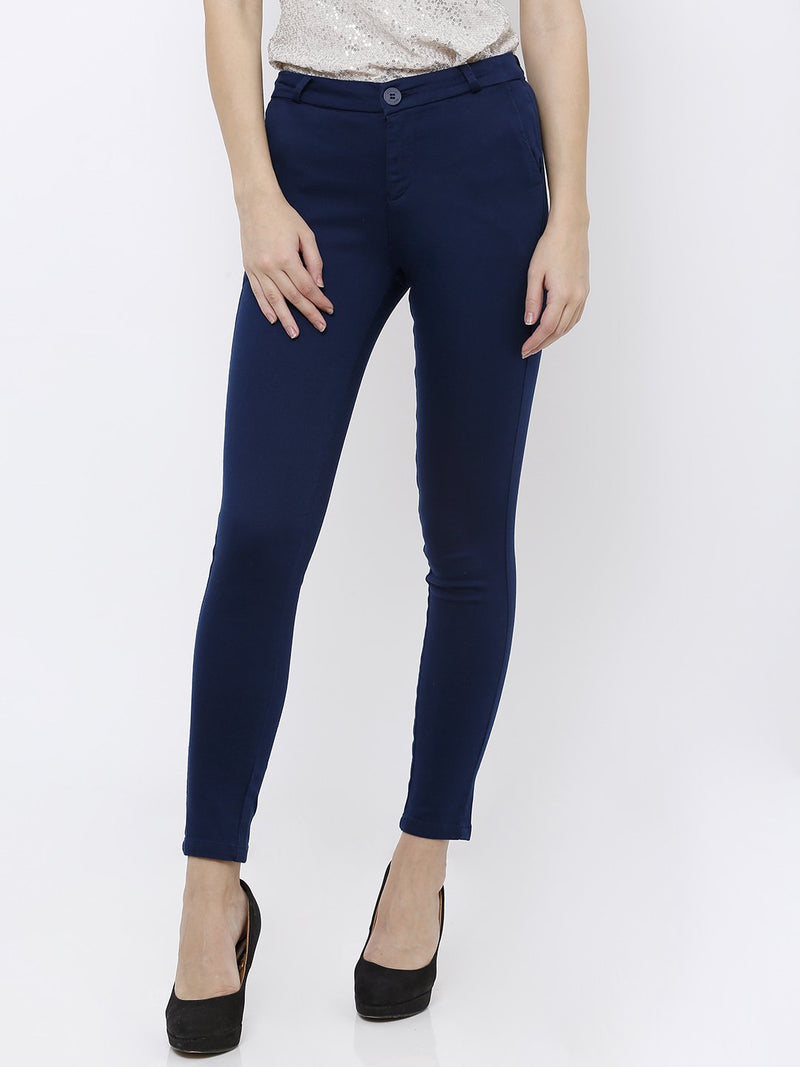 Mid-Rise Slim Fit Trouser - Blue