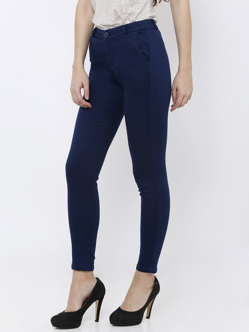 Mid-Rise Slim Fit Trouser - Blue