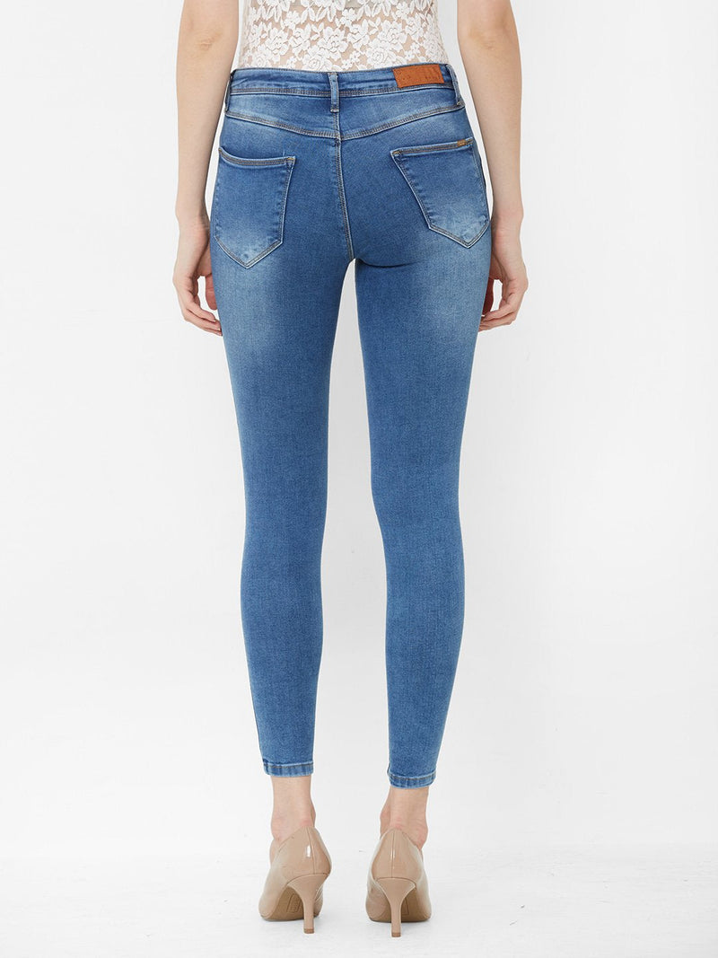 K4050 Mid-Rise Skinny Crop Length Jeans - Blue
