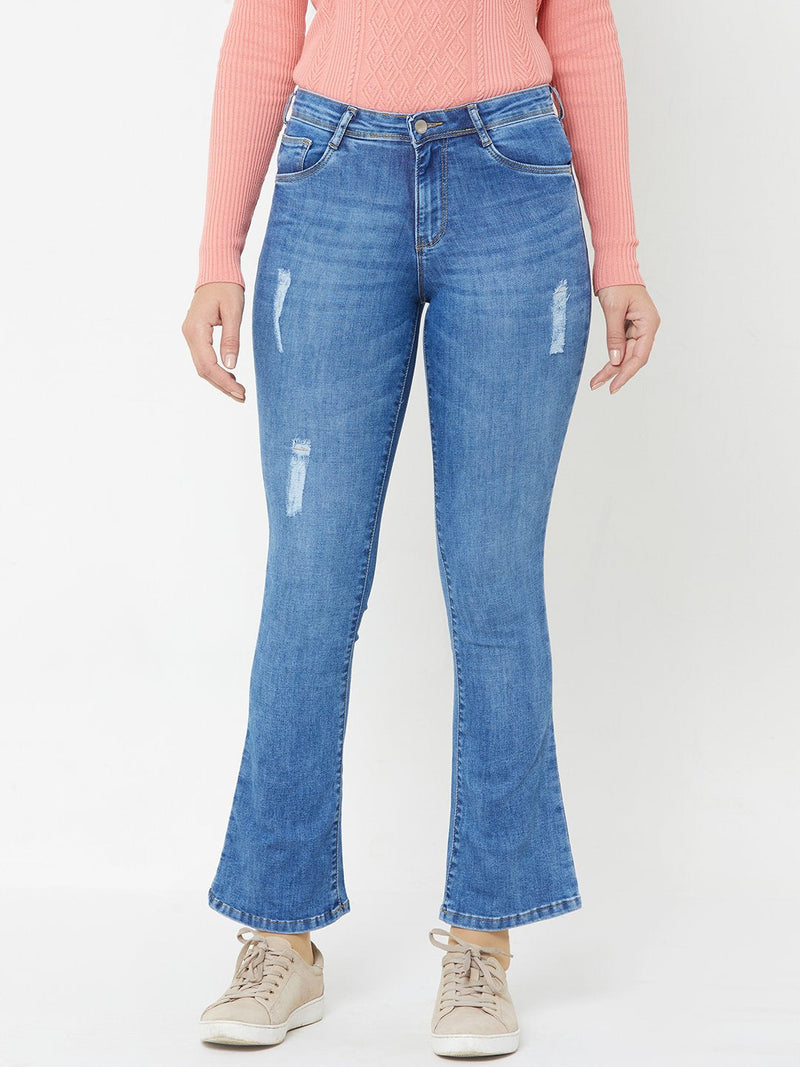 K5013 High-Rise Flared Jeans - Mid Blue