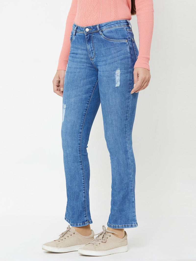 K5013 High-Rise Flared Jeans - Mid Blue