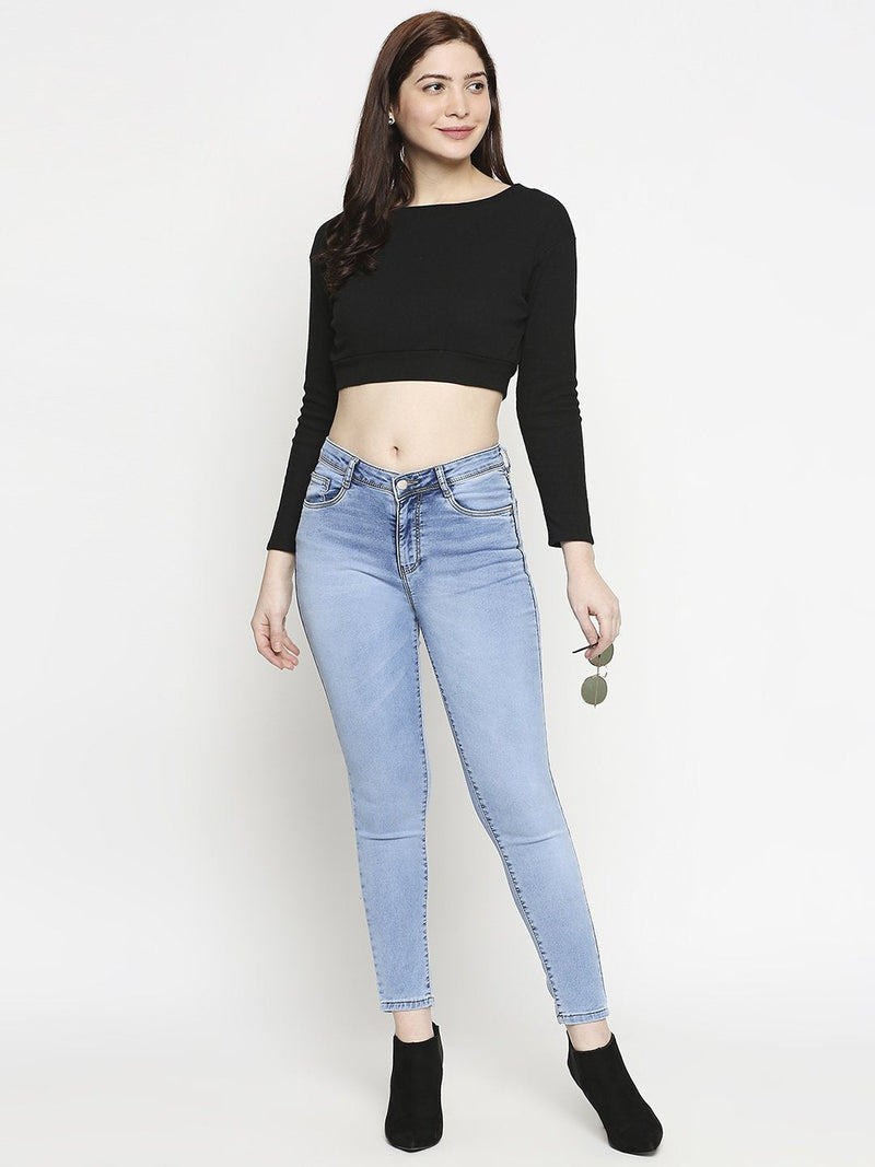 K4014 High Rise Skinny Jeans - Mid Blue