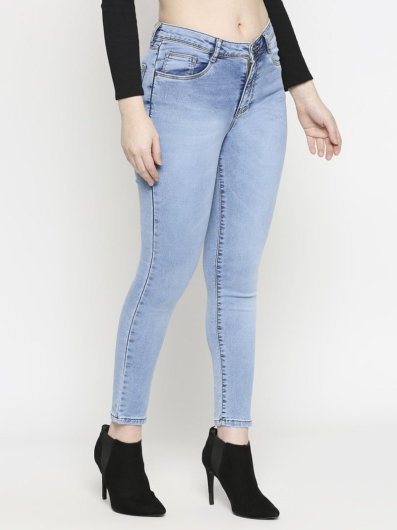 K4014 High Rise Skinny Jeans - Mid Blue