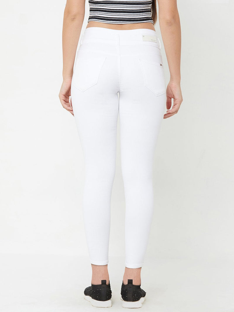 K4014 High Rise Skinny Jeans - White