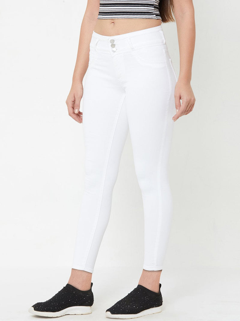 K4014 High Rise Skinny Jeans - White