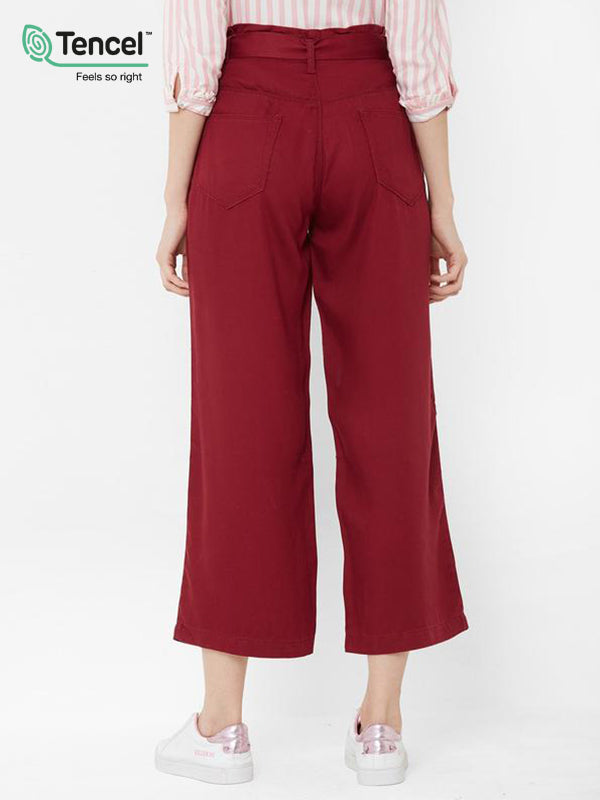 K5031 High-Rise Wide Leg Jeans - Wine
