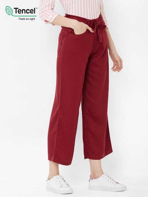 K5031 High-Rise Wide Leg Jeans - Wine
