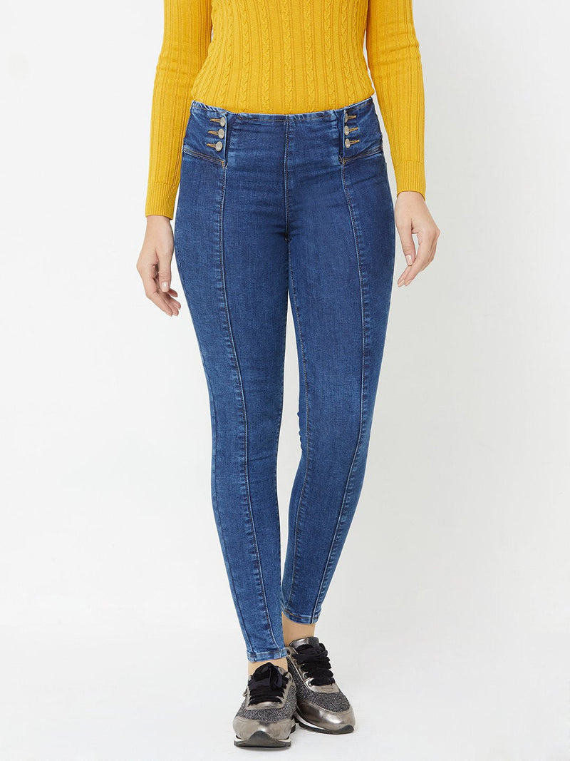 K4014 High Rise Skinny Jeans - Blue