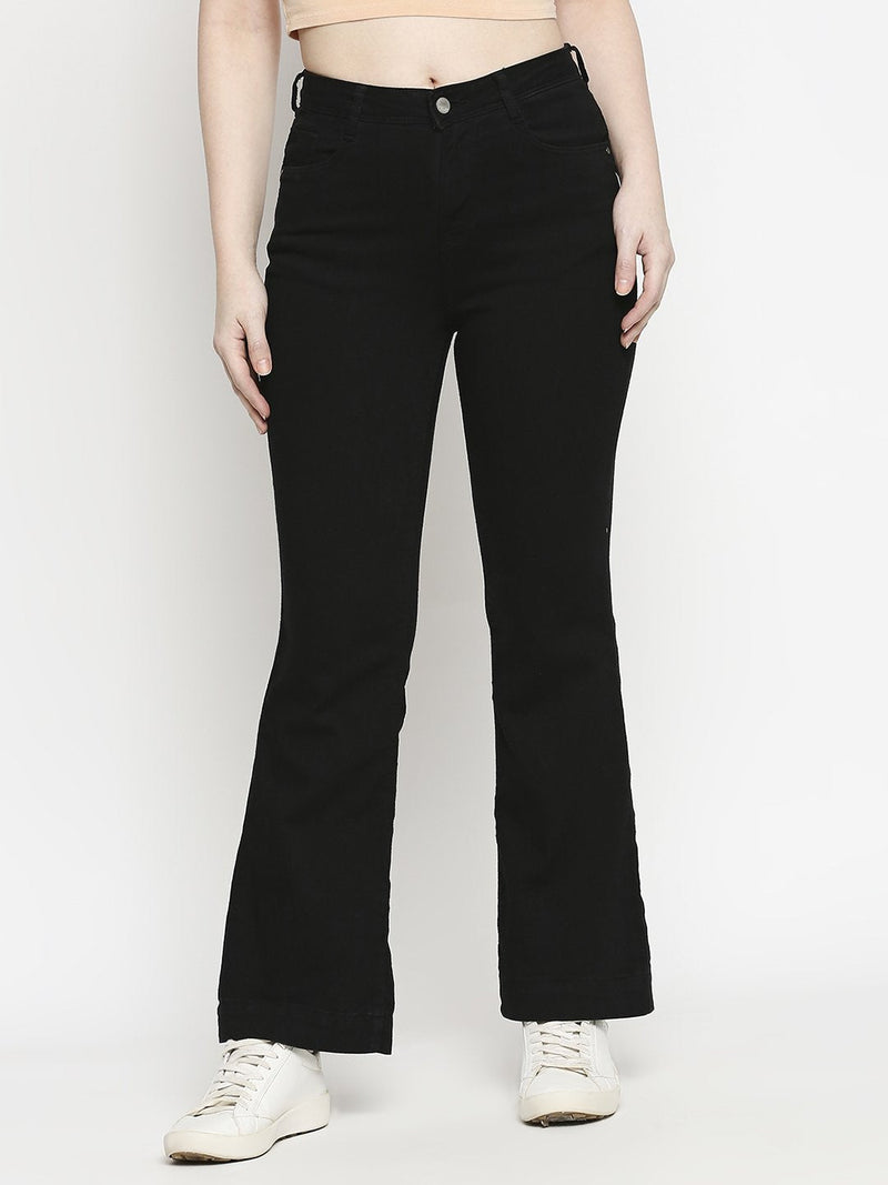 K5013 High Rise Flared Jeans - Black