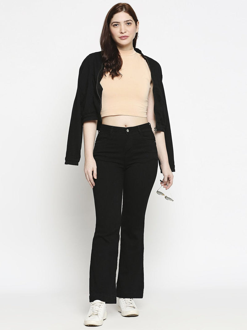 K5013 High Rise Flared Jeans - Black