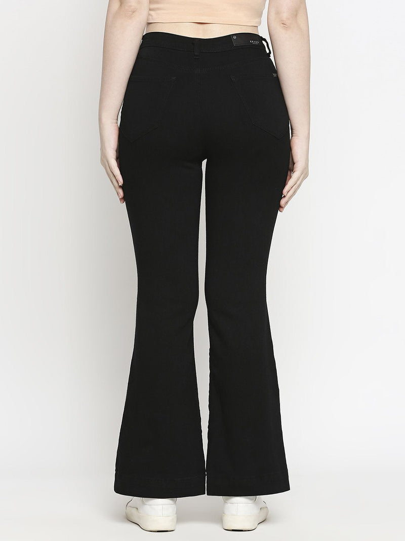 K5013 High Rise Flared Jeans - Black