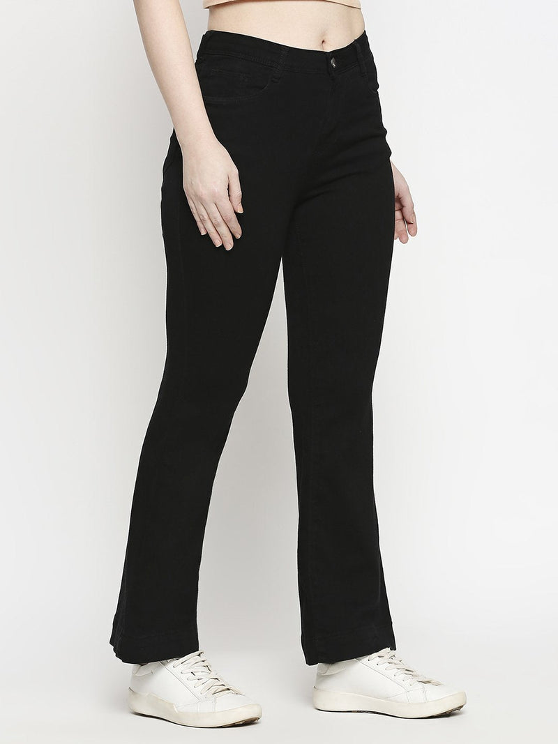 K5013 High Rise Flared Jeans - Black