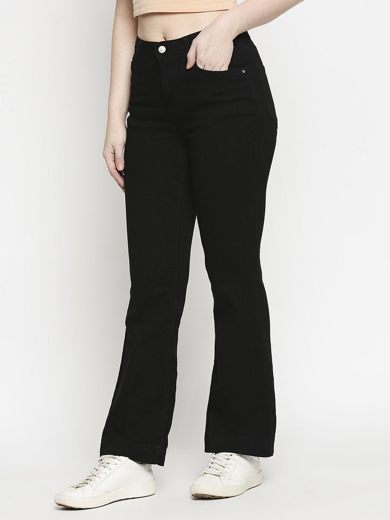 K5013 High Rise Flared Jeans - Black