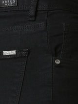 K4050 Mid-Rise Skinny Crop Length Ripped Jeans - Black