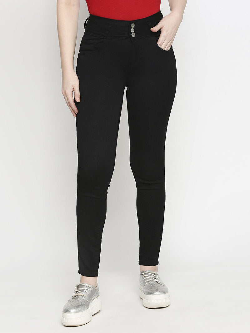 K4014 High Rise Skinny Jeans - Black