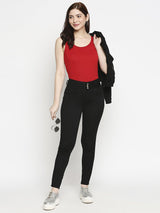 K4014 High Rise Skinny Jeans - Black