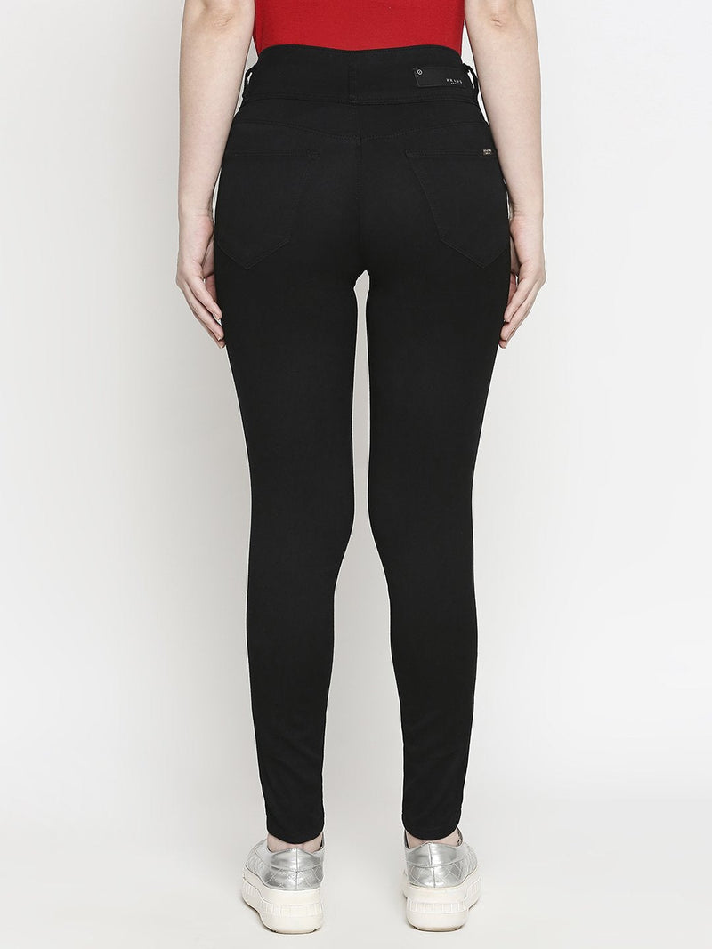 K4014 High Rise Skinny Jeans - Black