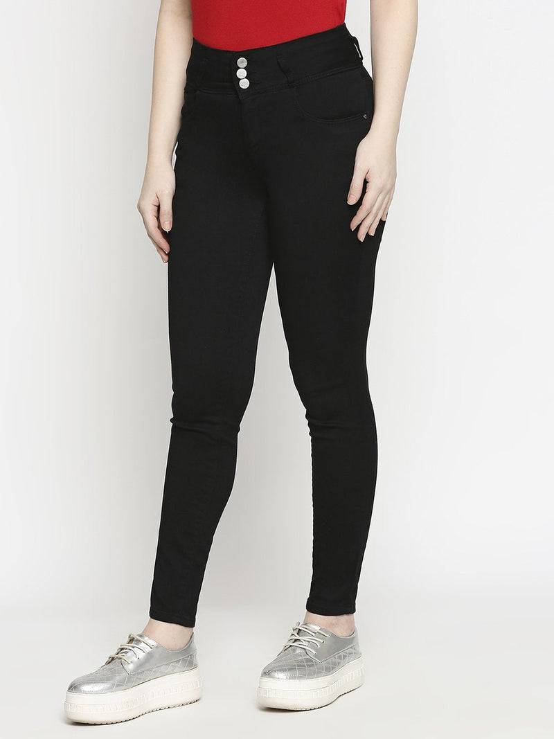 K4014 High Rise Skinny Jeans - Black