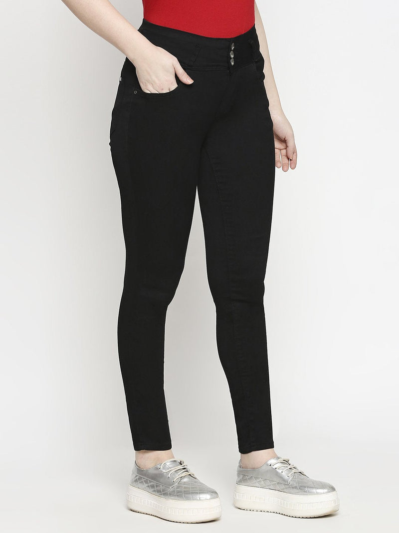 K4014 High Rise Skinny Jeans - Black