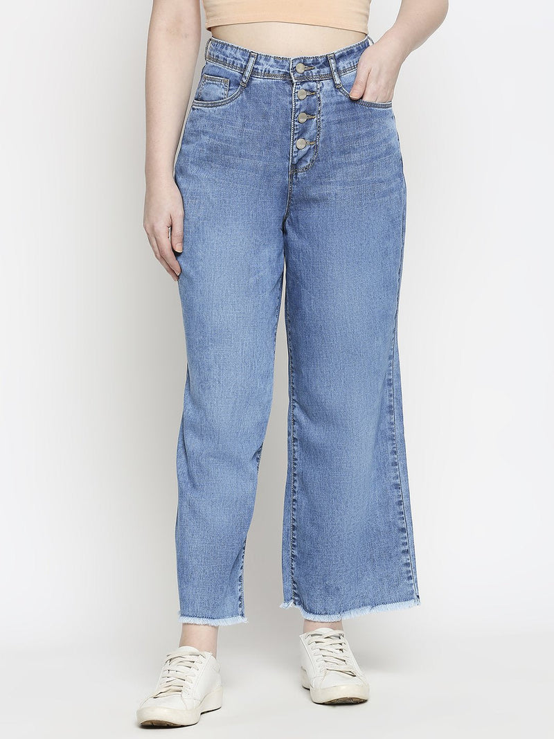 K5031 High Rise Wide Leg Jeans - Blue