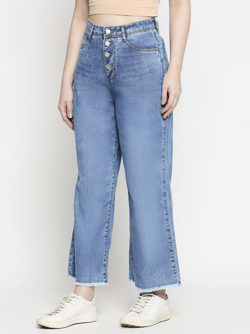 K5031 High Rise Wide Leg Jeans - Blue