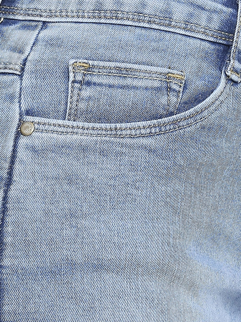 Women Solid Denim Straight Skirt - Mid Blue