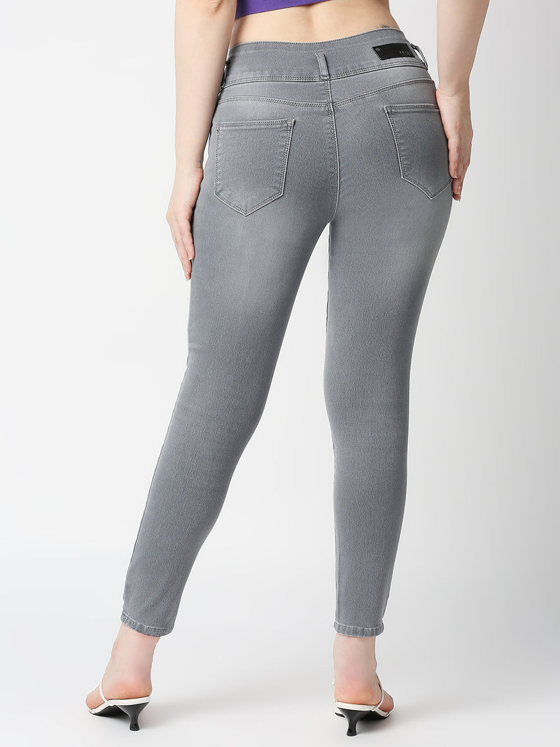 K4014 High-Rise Skinny Jeans - Grey