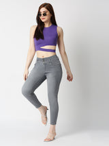 K4014 High-Rise Skinny Jeans - Grey