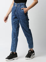 High-Rise Baggy Fit Jeans - Blue
