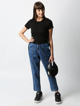 High-Rise Baggy Fit Jeans - Blue