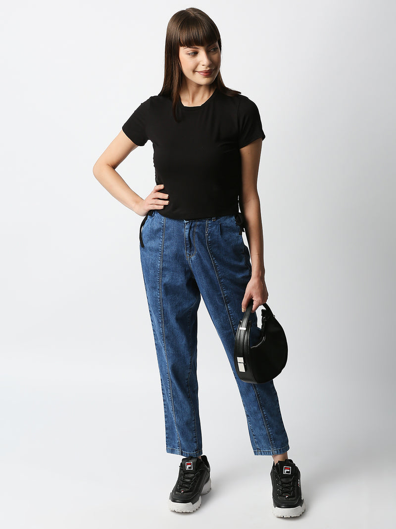 High-Rise Baggy Fit Jeans - Blue