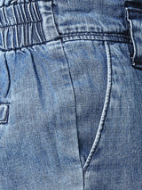 K4041 High-Rise Slim Shorts - Blue