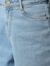 K4041 High-Rise Slim Shorts - Light Blue