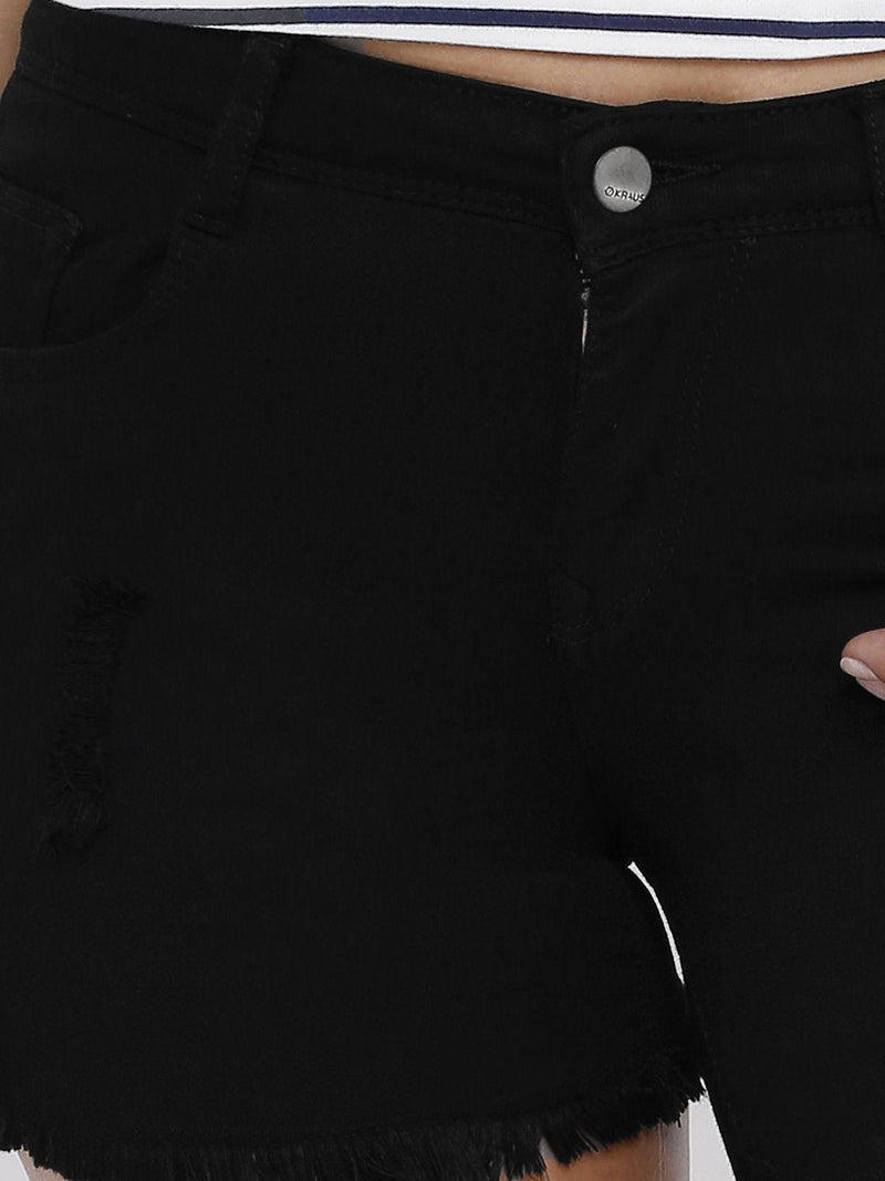 Women K4041 Highrise Shorts - Black