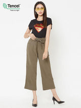 High Rise Paper Bag Culottes - Olive