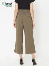 High Rise Paper Bag Culottes - Olive