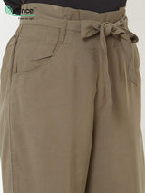 High Rise Paper Bag Culottes - Olive