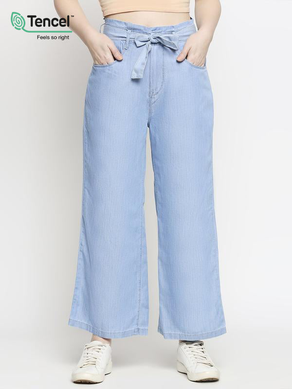 K5031 High Rise Wide Leg Jeans - Light Blue