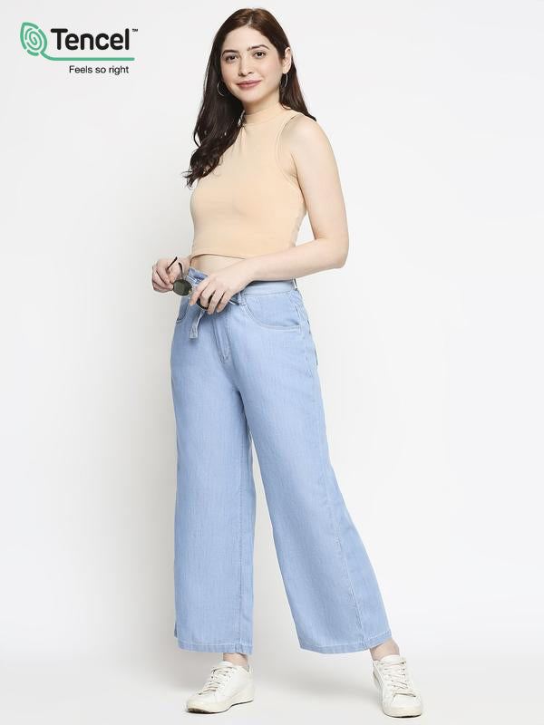 K5031 High Rise Wide Leg Jeans - Light Blue