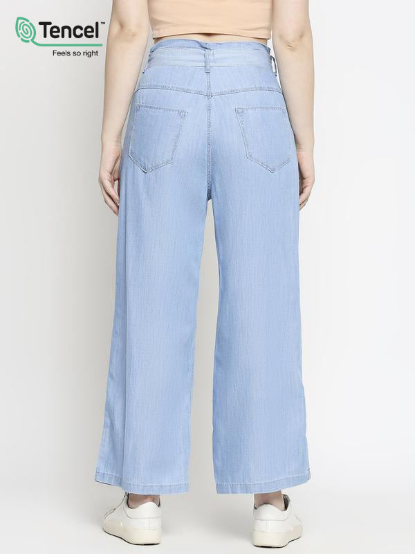 K5031 High Rise Wide Leg Jeans - Light Blue