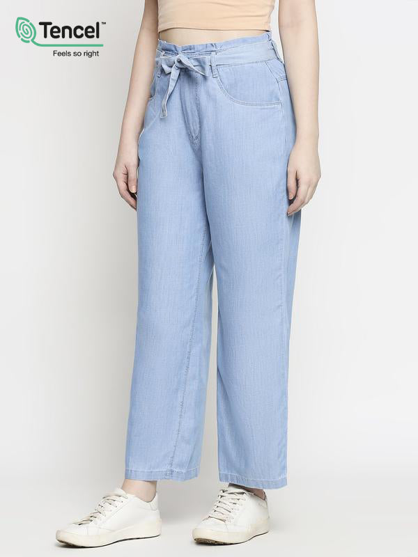 K5031 High Rise Wide Leg Jeans - Light Blue