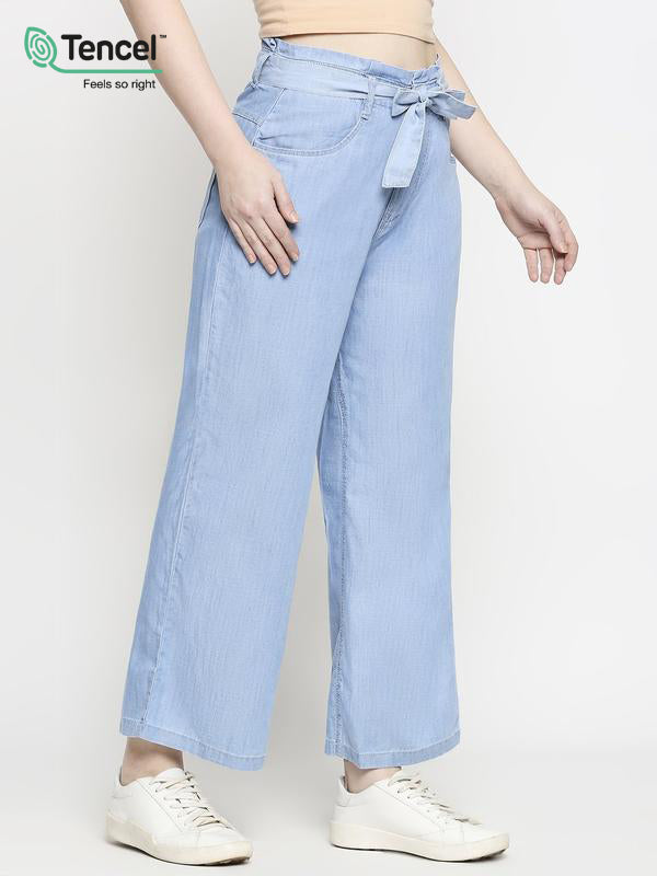 K5031 High Rise Wide Leg Jeans - Light Blue
