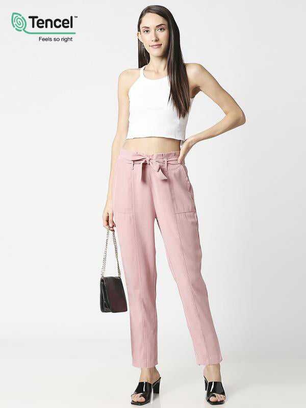 High-Rise Paper Bag Culottes - Blush Pink