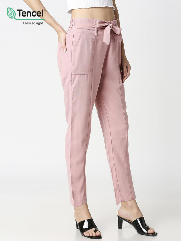 High-Rise Paper Bag Culottes - Blush Pink