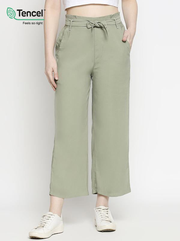Regular Fit Solid Culottes - Light Olive