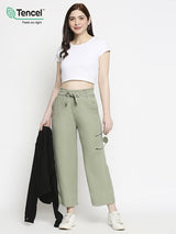 Regular Fit Solid Culottes - Light Olive
