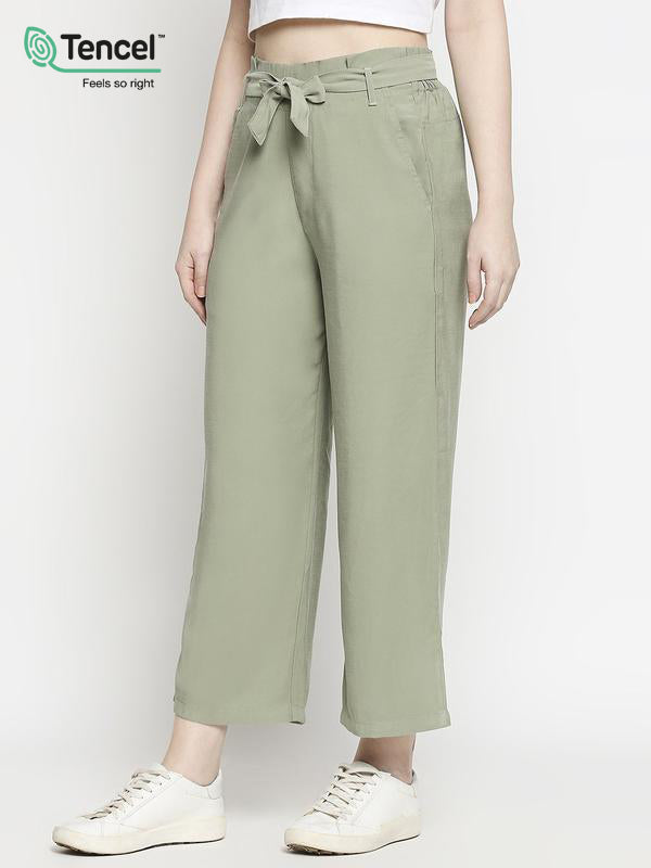 Regular Fit Solid Culottes - Light Olive