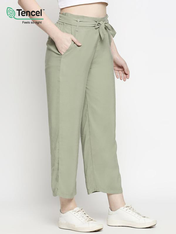Regular Fit Solid Culottes - Light Olive