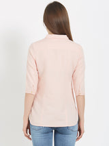 Solid Shirt Style Top - Peach